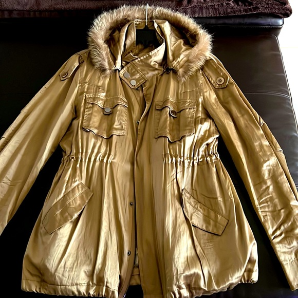 La ROK LUXE silk, cotton and real fur coat - Picture 1 of 13